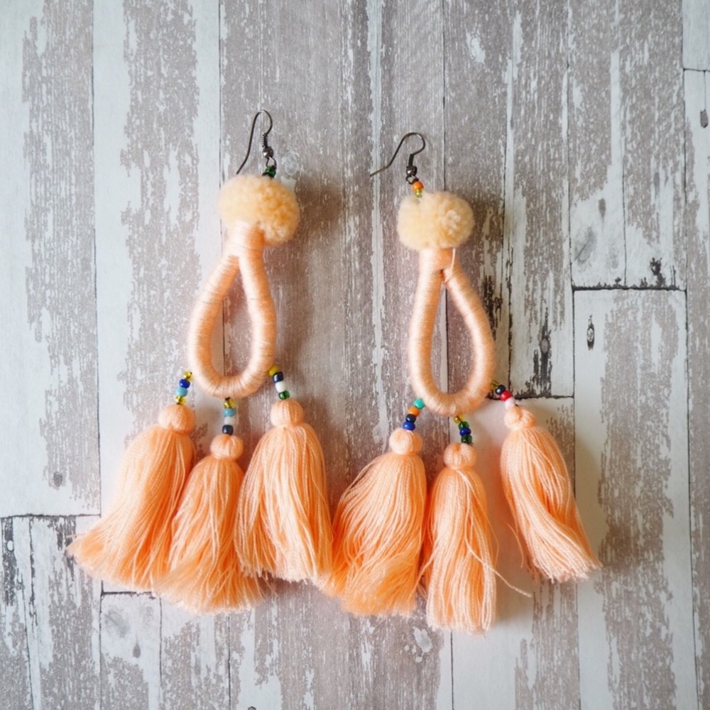 Peach Tassel Earrings